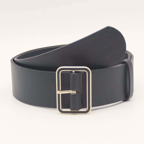 Solid PU Buckle Belt, Black