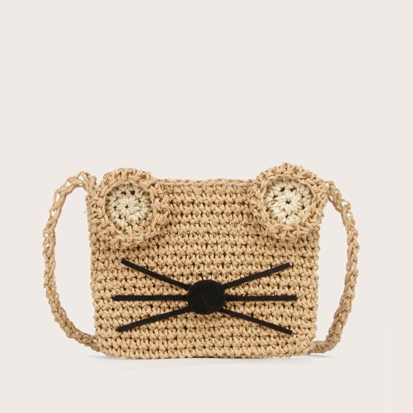 Плетеная сумка через плечо в мультяшной форме для девочек, Коричневые