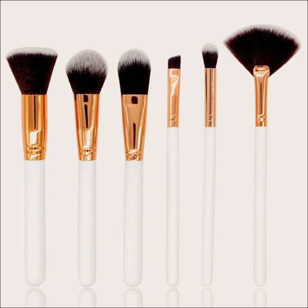 6pcs Duo-fiber Makeup Brush Set, White