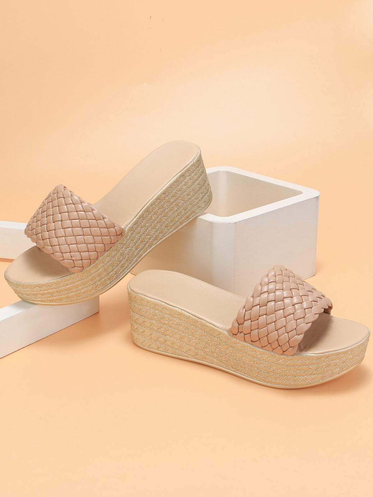 Braided Strap Wedge Mules