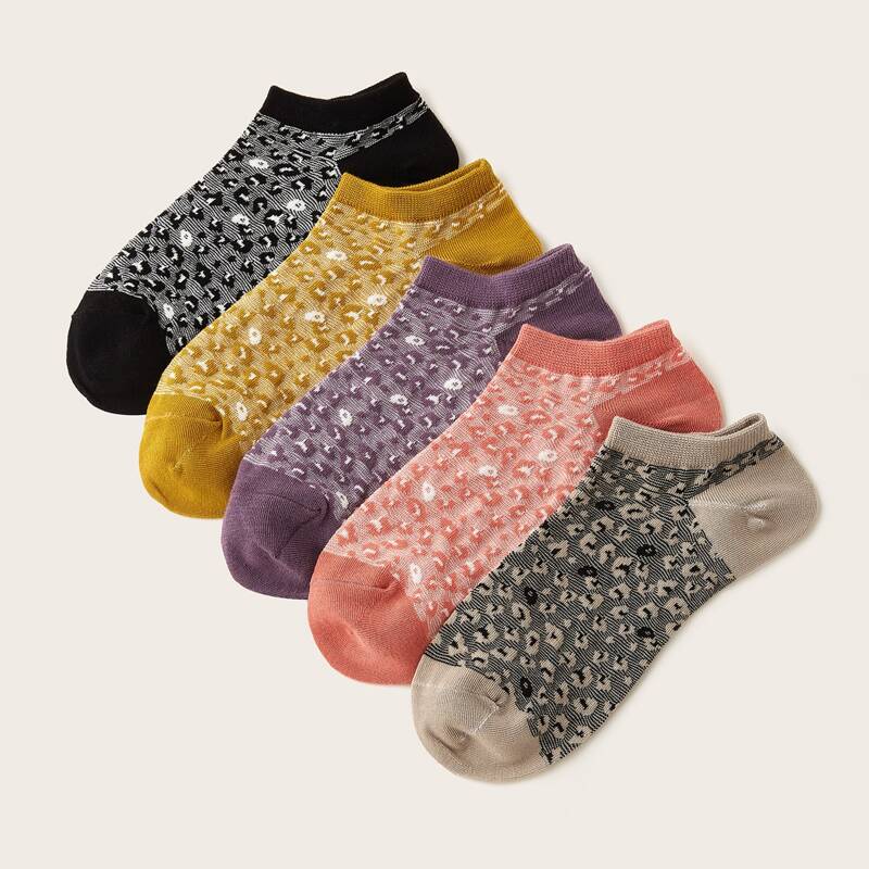 Leopard Pattern Socks, Multicolor 
Leopard Pattern Socks, Multicolor