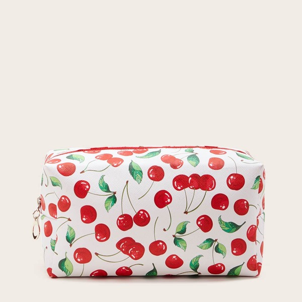 Cherry Pattern Makeup Bag, Multicolor
