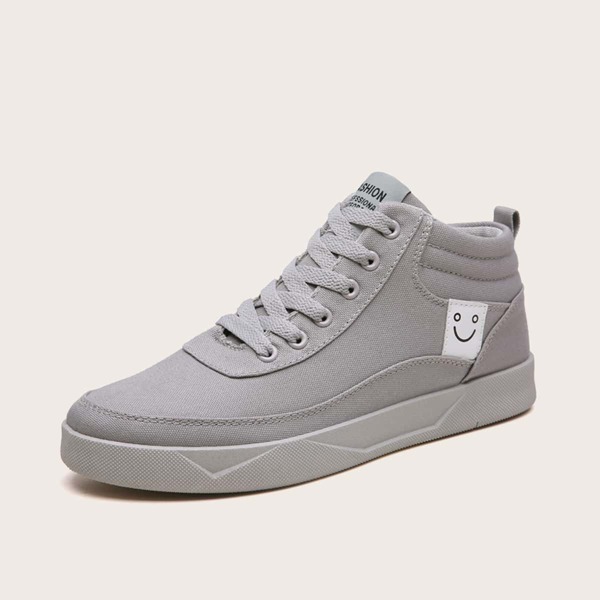 Men Minimalist Lace-up Front Sneakers, Grey