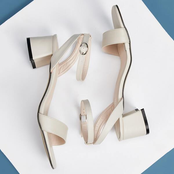 Open Toe Ankle Strap Chunky Heels, Beige
Open Toe Ankle Strap Chunky Heels, Beige