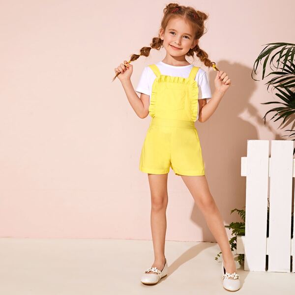 Футболка и комбинезон с оборками для девочек, Многоцветный
Футболка и комбинезон с оборками для девочек, Многоцветный