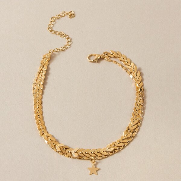 1pc Star Charm Arrow Decor Chain Anklet, Gold