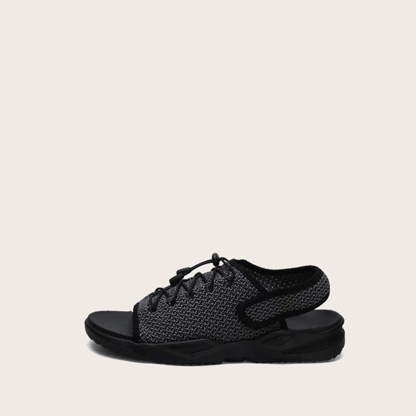 Men Lace-up Front Slingback Sandals, Grey