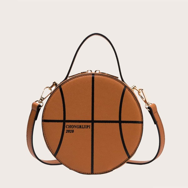 Ball Shaped Satchel Bag, Brown