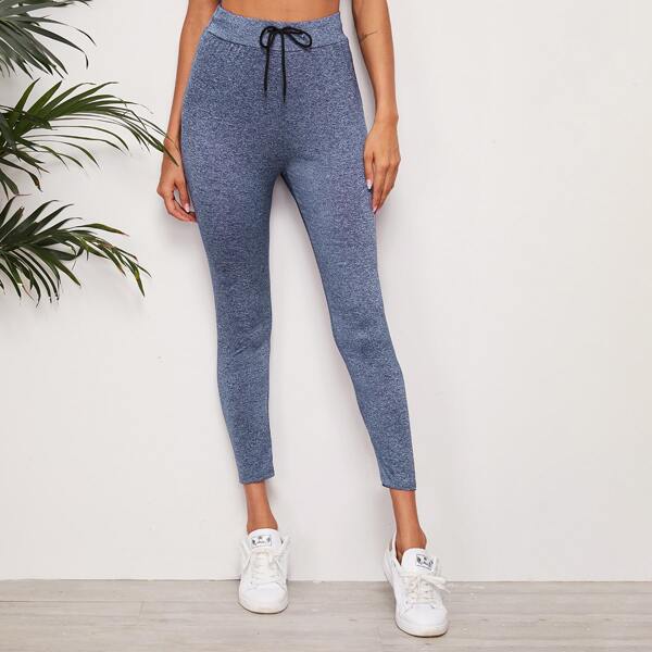 Space Dye Drawstring Waist Leggings, Blue