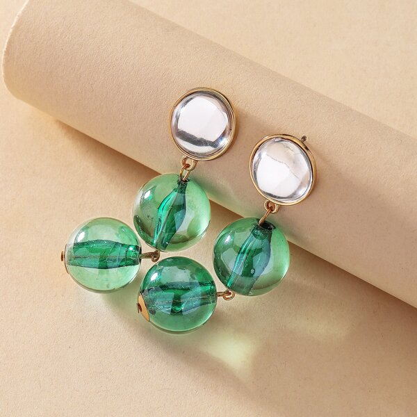 Ball Charm Drop Earrings, Green