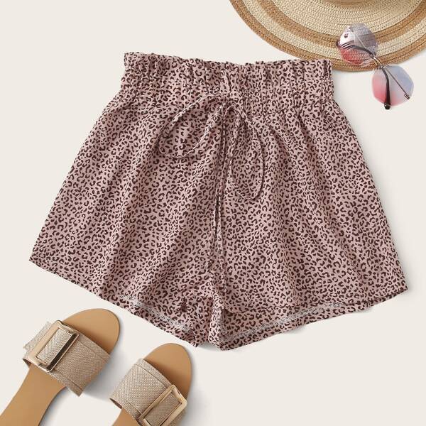 Шорты с присборенной талией и леопардовым принтом, Розовые
Шорты с присборенной талией и леопардовым принтом, Розовые