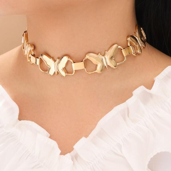 Butterfly Decor Choker, Gold
