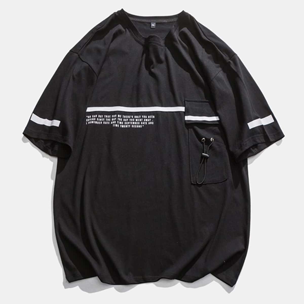 Guys Slogan Graphic Pocket Front Tee, Black 
Guys Slogan Graphic Pocket Front Tee, Black