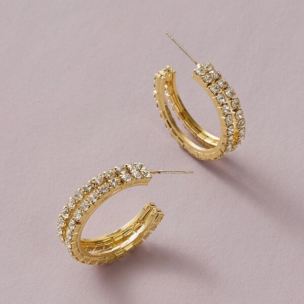 Серьги-кольца с гравировкой со стразами, Золотистый
Серьги-кольца с гравировкой со стразами, Золотистый