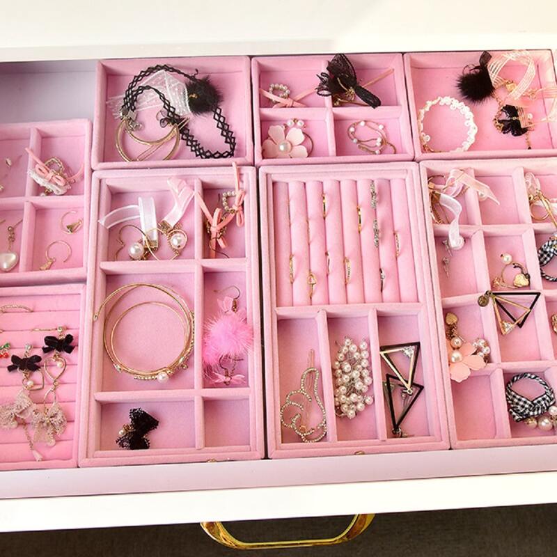1pc Solid Jewelry Storage Box, Pink 
1pc Solid Jewelry Storage Box, Pink
