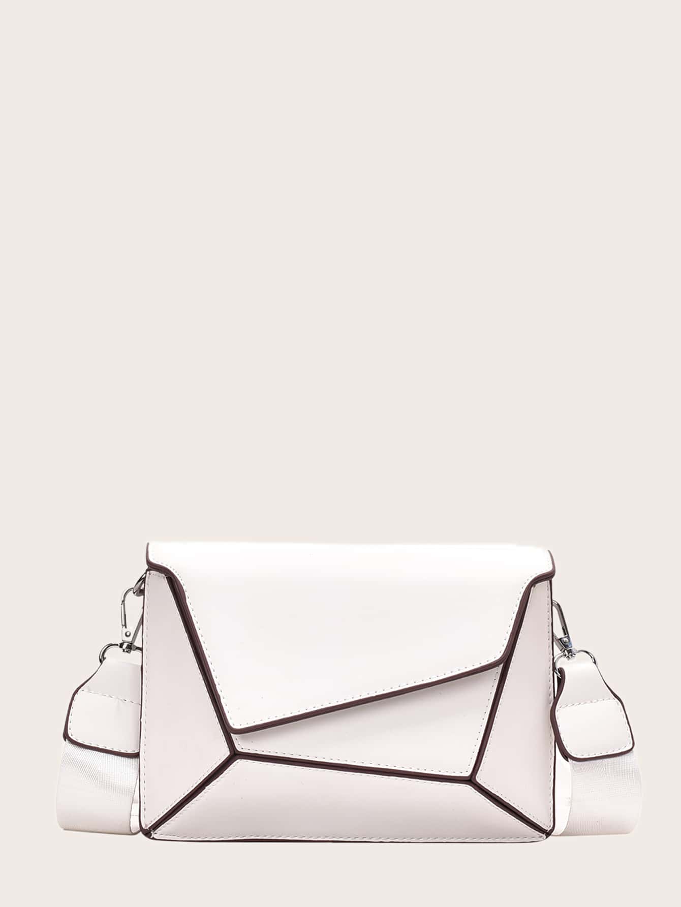Contrast Trim Flap Crossbody Bag