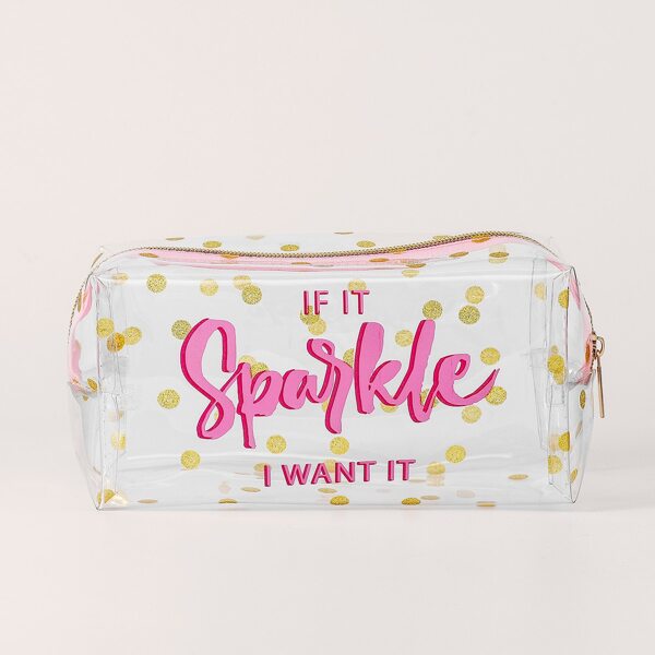 Polka Dot Transparent Makeup Bag, Multicolor