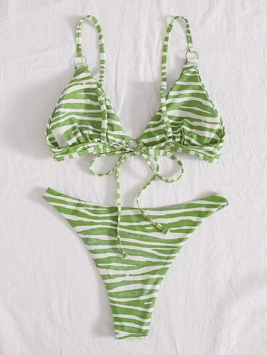 Zebra Stripe Tanga Bikini Set Summer Beach Shein Usa