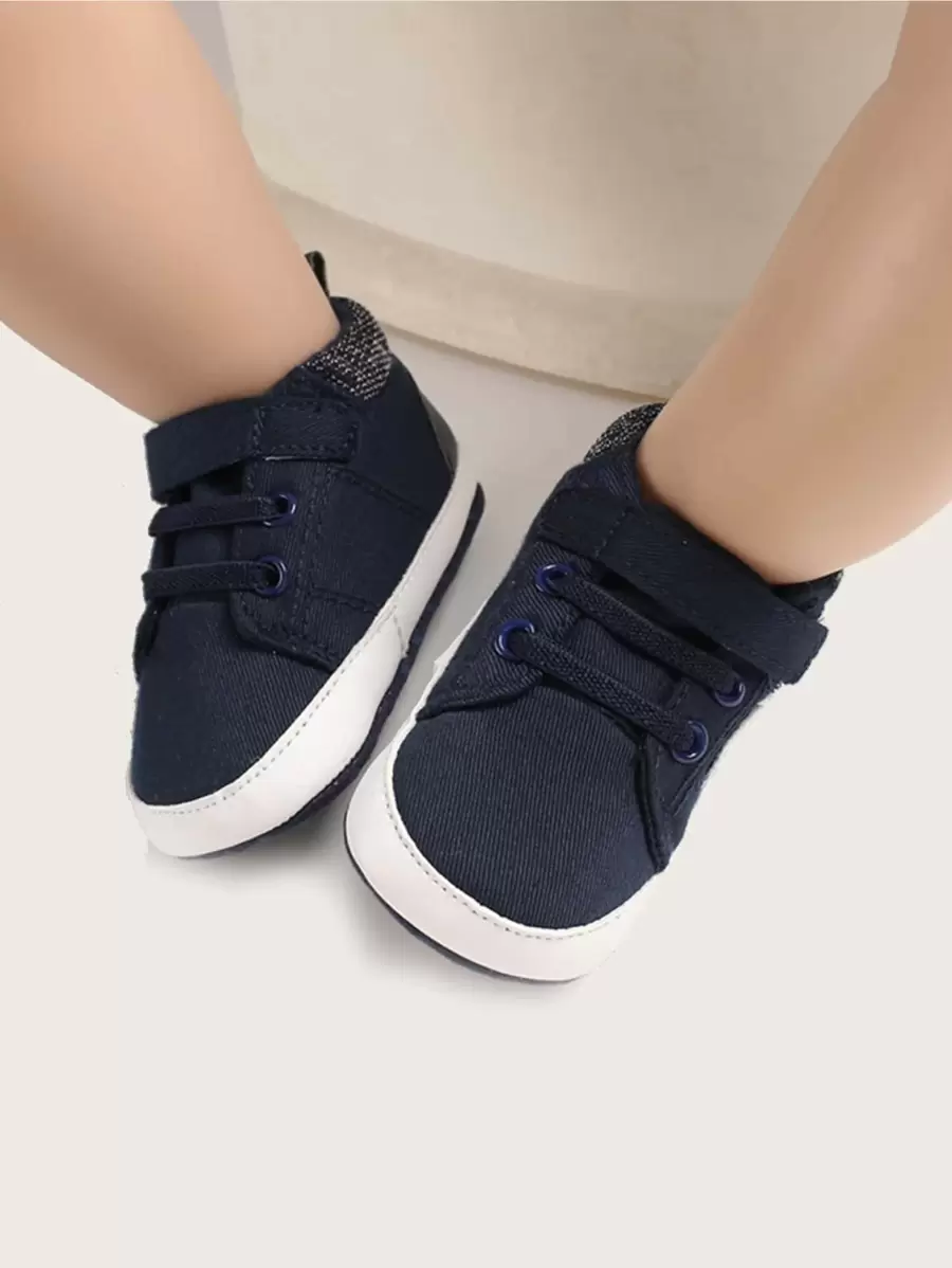 0-1 Years Old Baby Soft Sole Sports Shoes, Dark Blue Boy Anti-Slip Toddler Walking Shoes