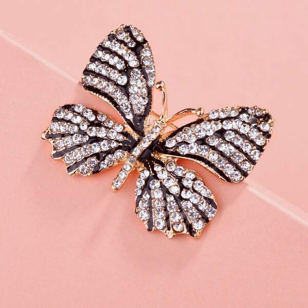 Rhinestone Butterfly Brooch, Multicolor