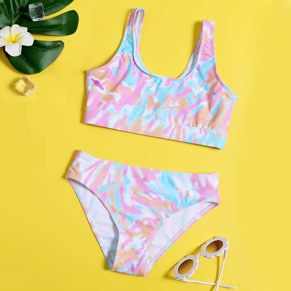 Girls Tie Dye Bikini Swimsuit, Multicolor