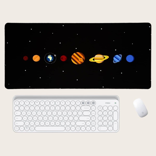 Planet Print Mouse Pad, Black