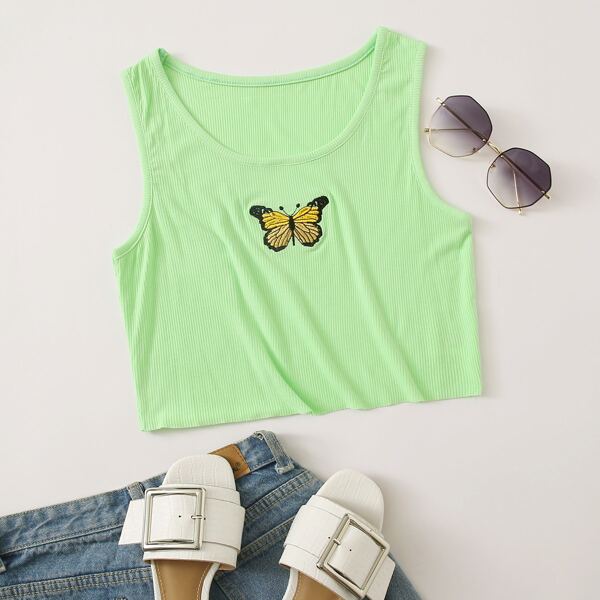 Неоновый зеленый топ с вышивкой бабочки, Зелёные
Неоновый зеленый топ с вышивкой бабочки, Зелёные