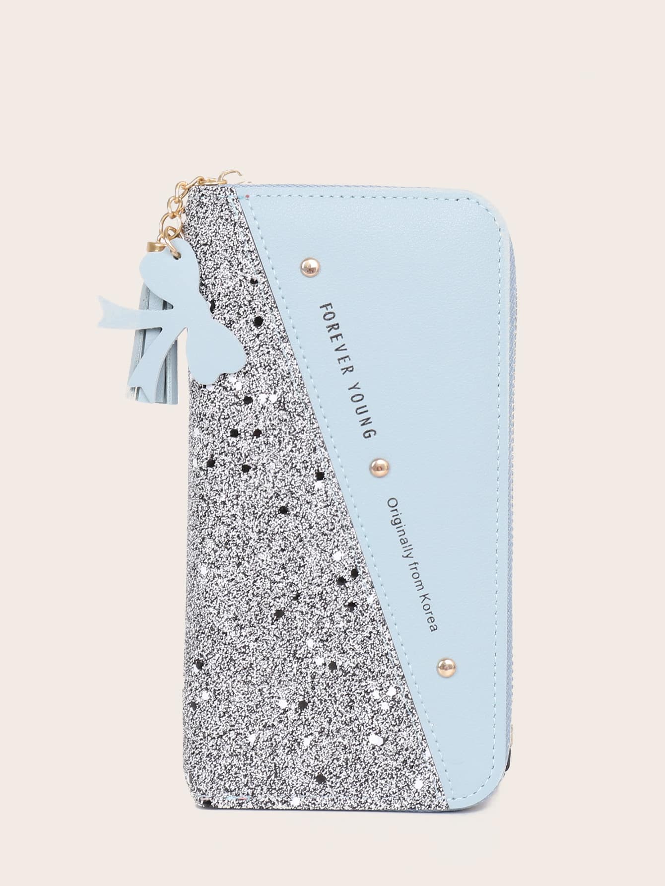 Letter Graphic Glitter Detail Purse