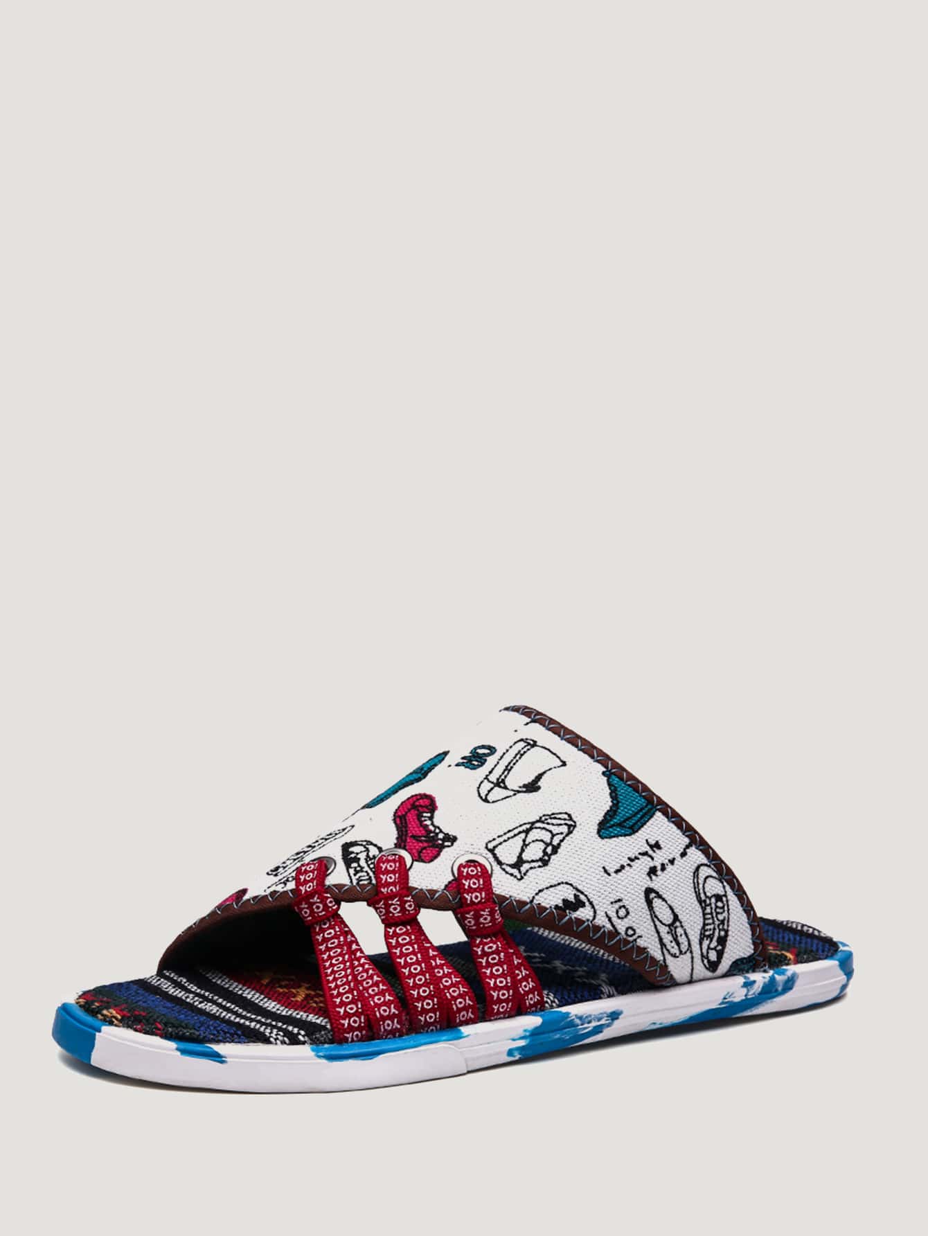 Men Shoe Pattern Slide Sandals