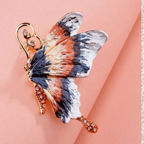 Butterfly Shaped Brooch, Multicolor