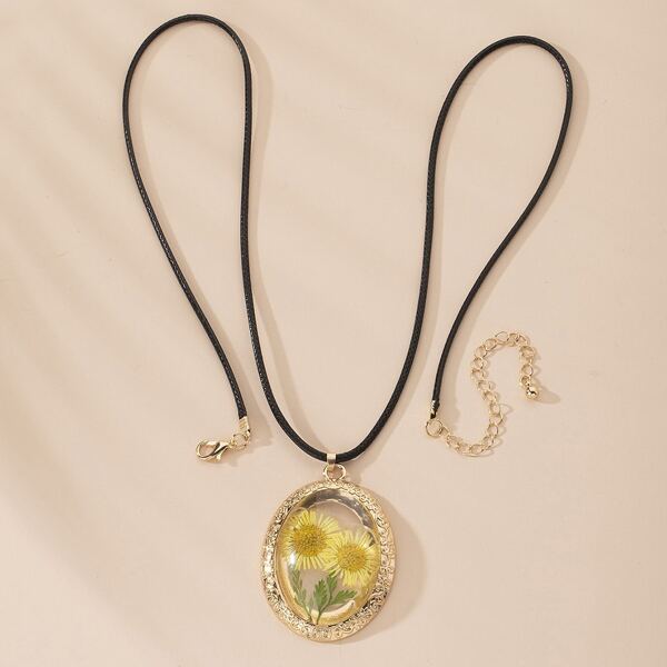 Floral Decor Necklace, Black