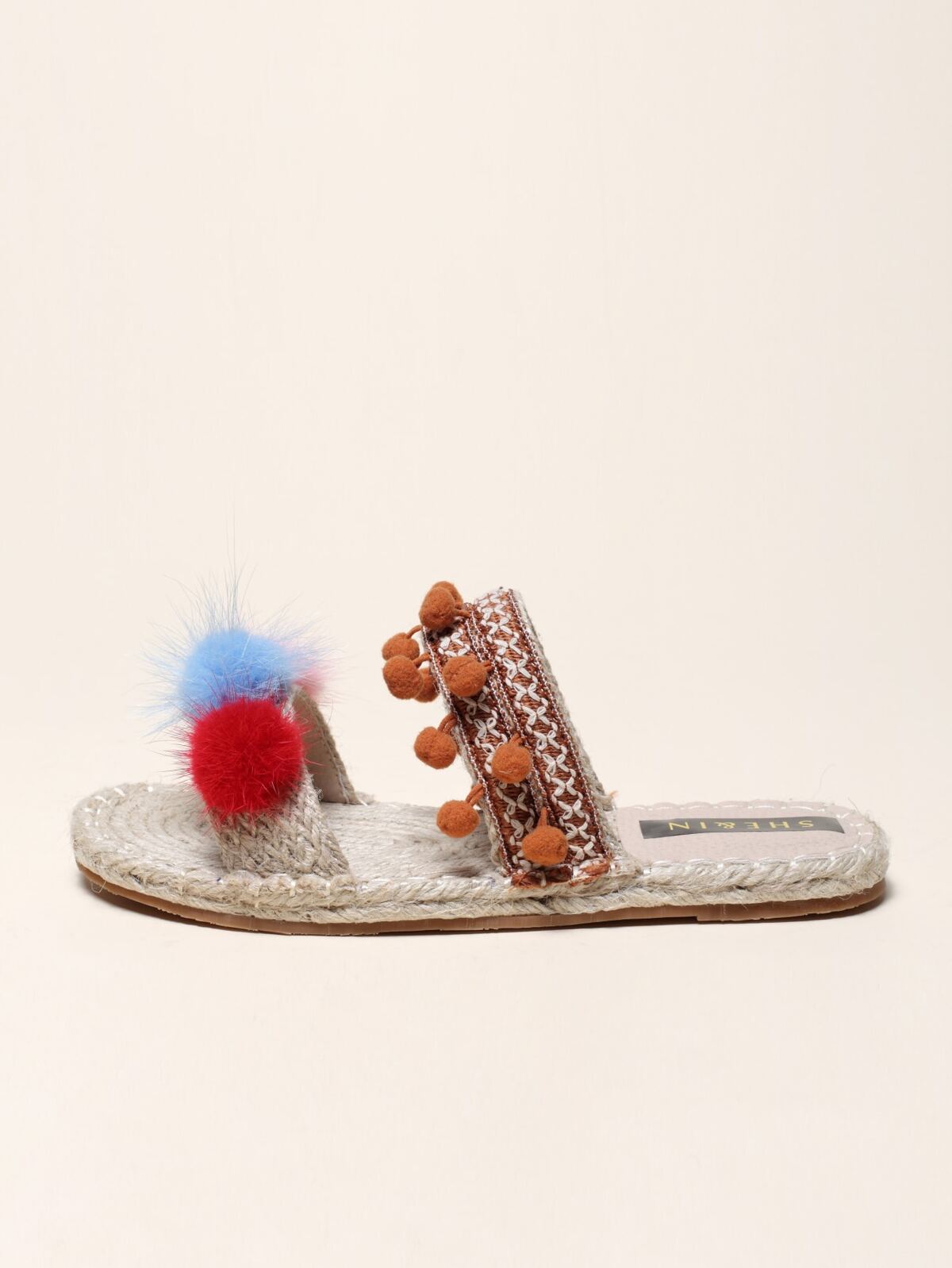 Pom-pom Decor Slide Sandals