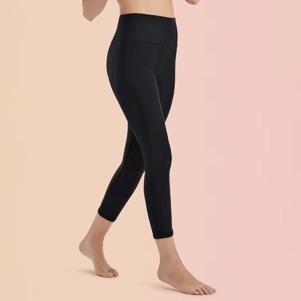 High Waist Solid Sports Leggings, Black