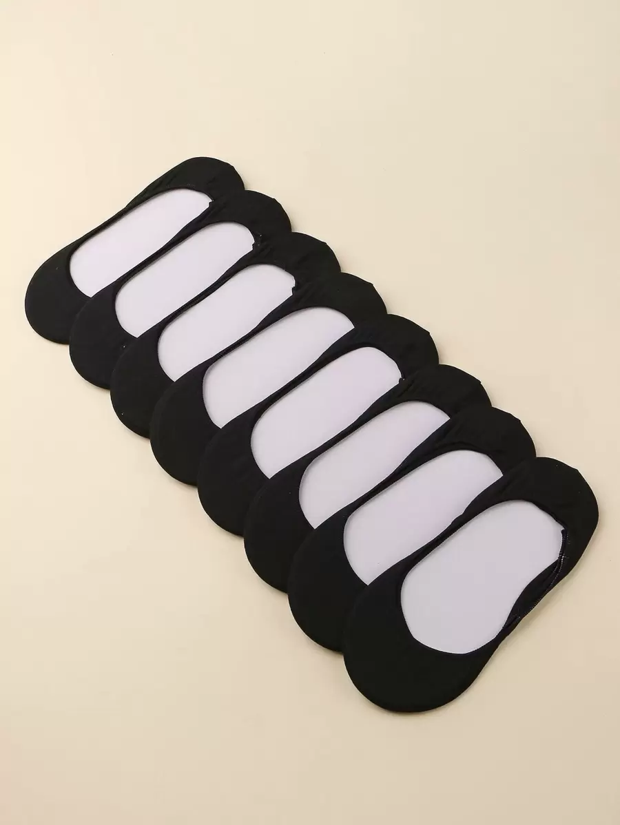 8 Paare Frauen Einfache Schwarze Modische Unsichtbare Rutschfeste Boot Socken Für Den Täglichen Gebrauch