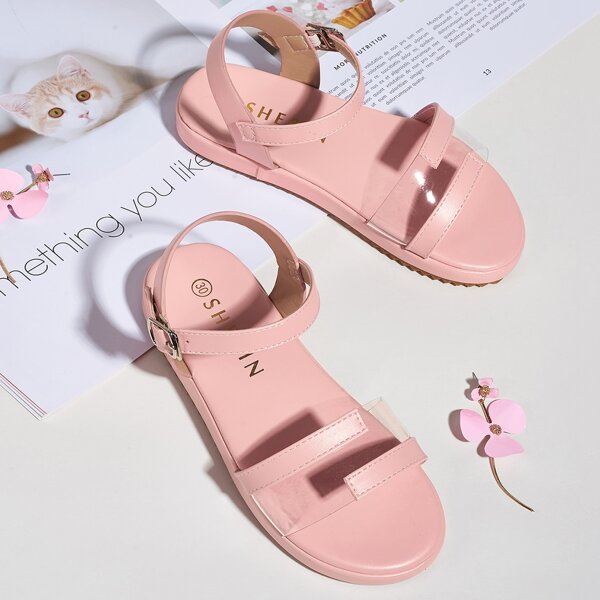Toddler Girls Wide Fit Ankle Strap Sandals, Pink