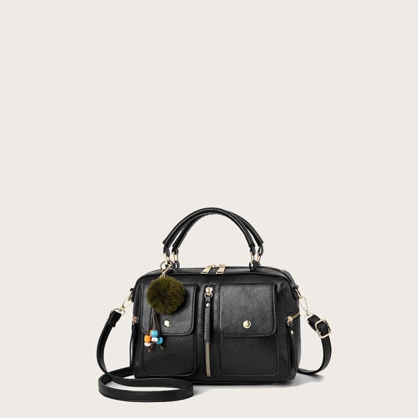 Сумка-сэтчел с карманом, Чёрный
Сумка-сэтчел с карманом, Чёрный