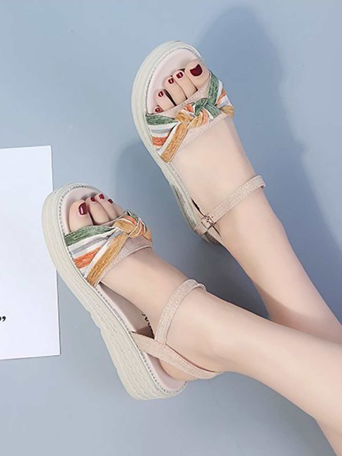 Striped Knot Flatform Sandals