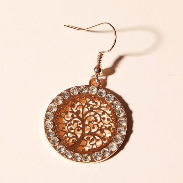 Hollow Out Round Drop Earrings, Gold