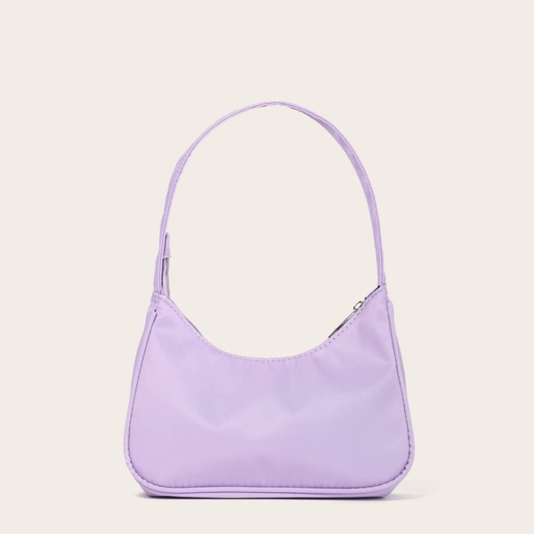 Minimalist Faux Leather Baguette Bag, Purple