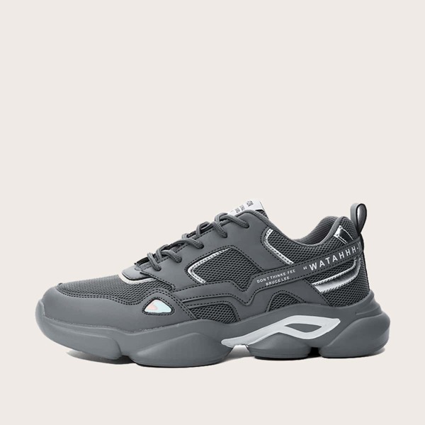 Мужские кроссовки на шнурках с текстовым принтом, Серые
Мужские кроссовки на шнурках с текстовым принтом, Серые