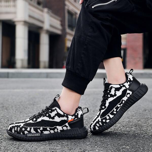 Men Lace-up Front Low Top Sneakers, Black 
Men Lace-up Front Low Top Sneakers, Black