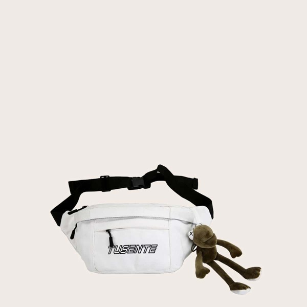 Letter Graphic Fanny Pack, White