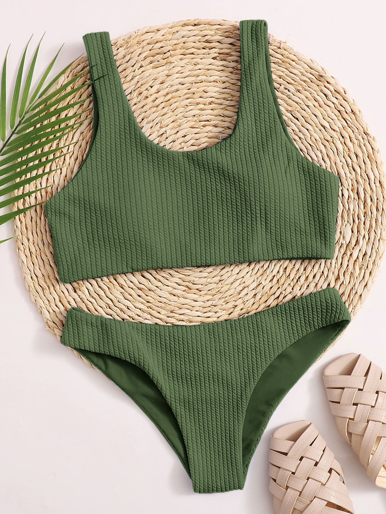 Textured Cheeky Bikini Swimsuit Shein Usa