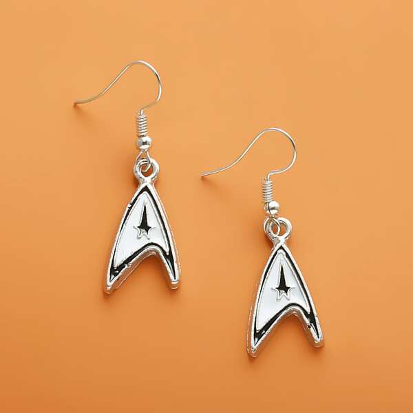 Серьги-подвески с геометрическим декором для девочек, Серебряные 
Серьги-подвески с геометрическим декором для девочек, Серебряные