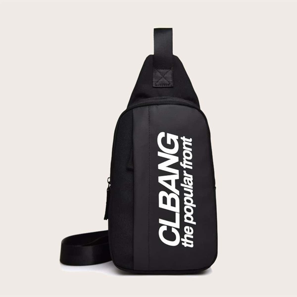 Men Letter Graphic Sling Bag, Black
Men Letter Graphic Sling Bag, Black