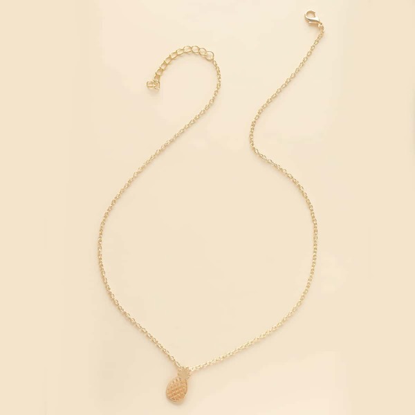 Ожерелье с декором полого ананаса для девочек, Золотистый 
Ожерелье с декором полого ананаса для девочек, Золотистый