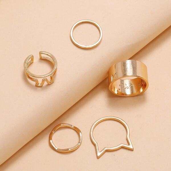 5pcs Hollow Out Metallic Ring, Gold
5pcs Hollow Out Metallic Ring, Gold