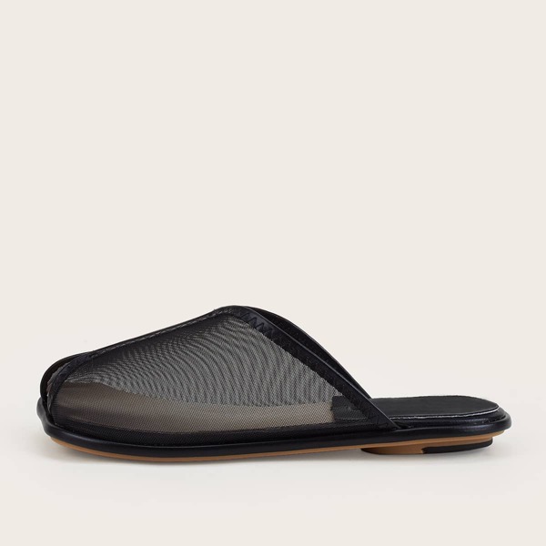 Peep Toe Mesh Flat Mules, Black
Peep Toe Mesh Flat Mules, Black