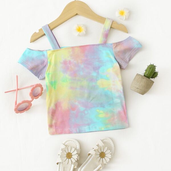 Toddler Girls Cold Shoulder Tie Dye Tee, Multicolor 
Toddler Girls Cold Shoulder Tie Dye Tee, Multicolor