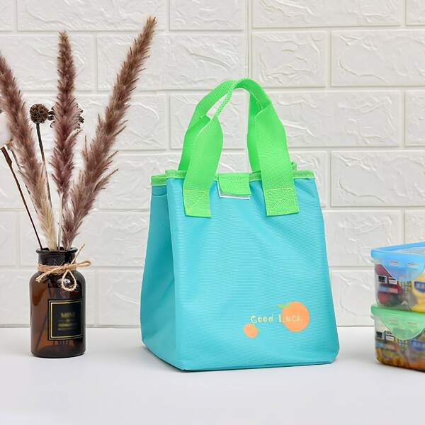 Orange Print Lunch Bag, Blue 
Orange Print Lunch Bag, Blue